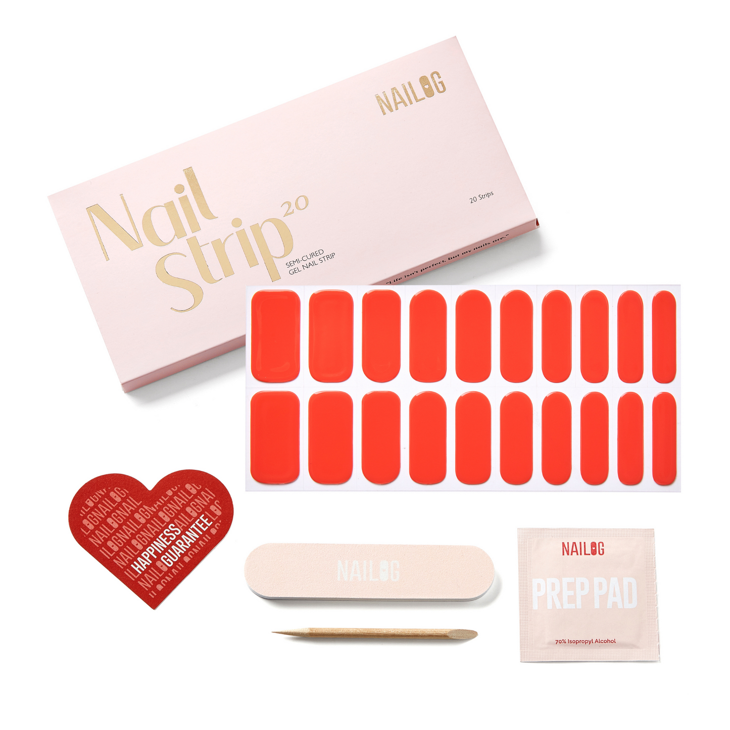 WATERMELON RED - NAILOG semi cured nail strip