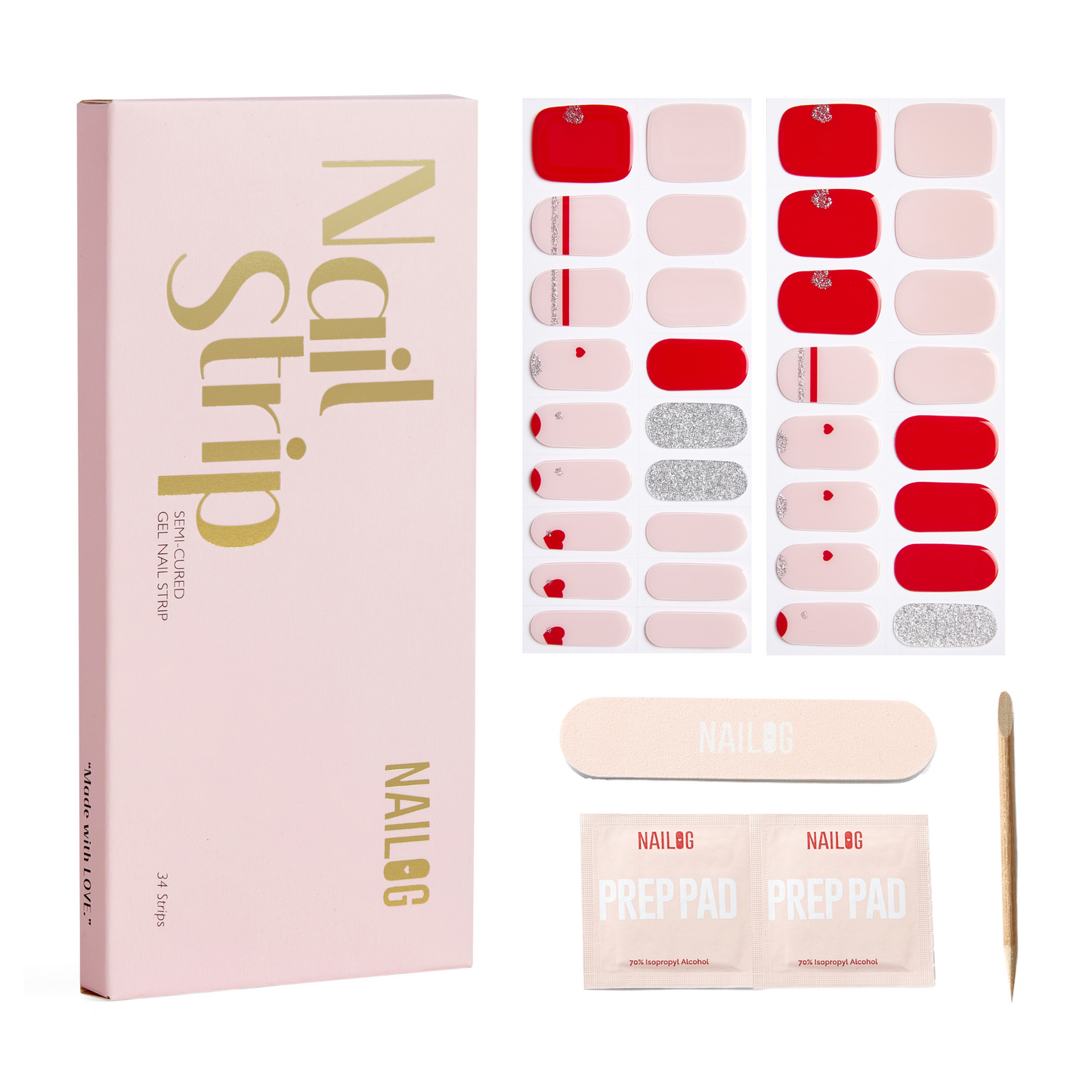 LOVE NOTE | Mani 34 - NAILOG semi cured nail strip