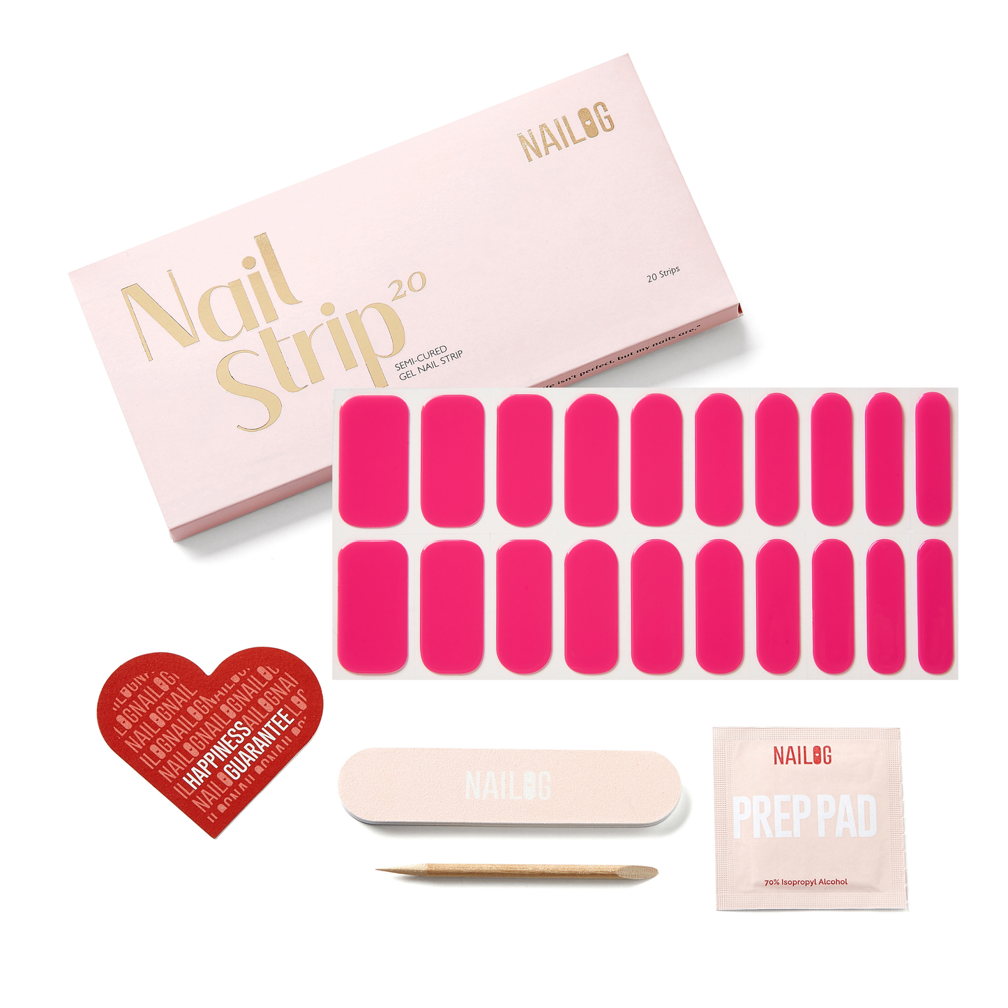 CERISE | Mani Strip 20PC - NAILOG semi cured nail strip