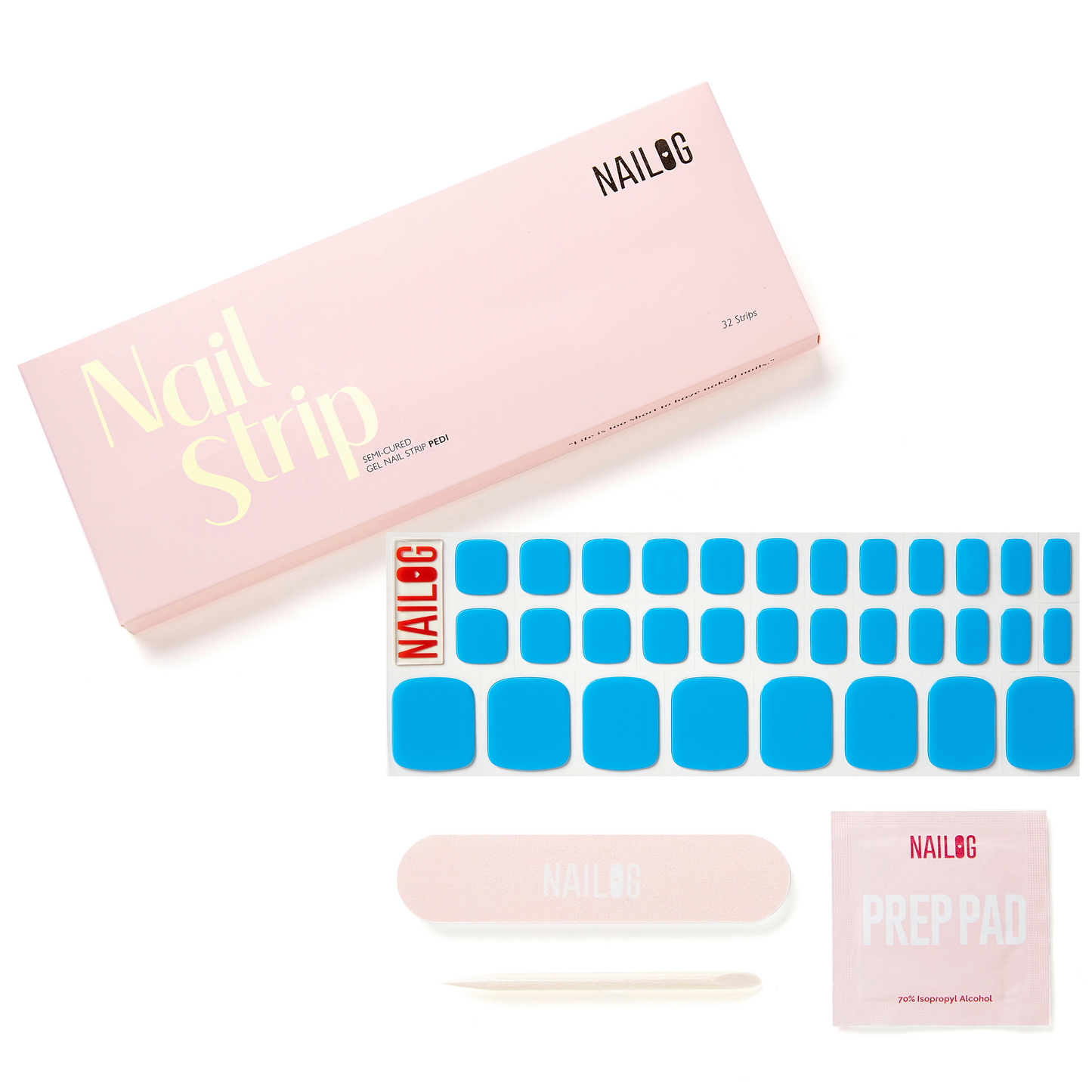 BUTTERFLY BLUE | Pedi Strip 32PC - NAILOG semi cured nail strip