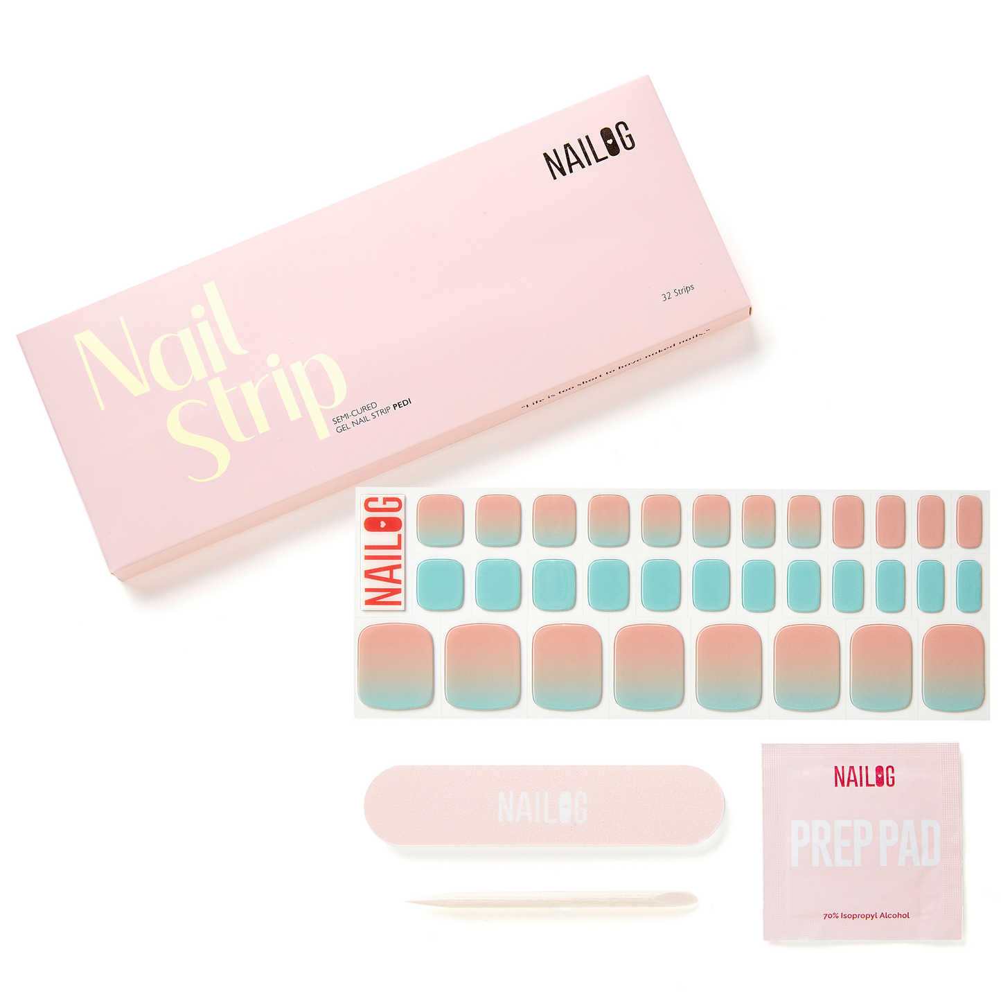 NEW DAWN | Pedi Strip 32PC - NAILOG semi cured nail strip