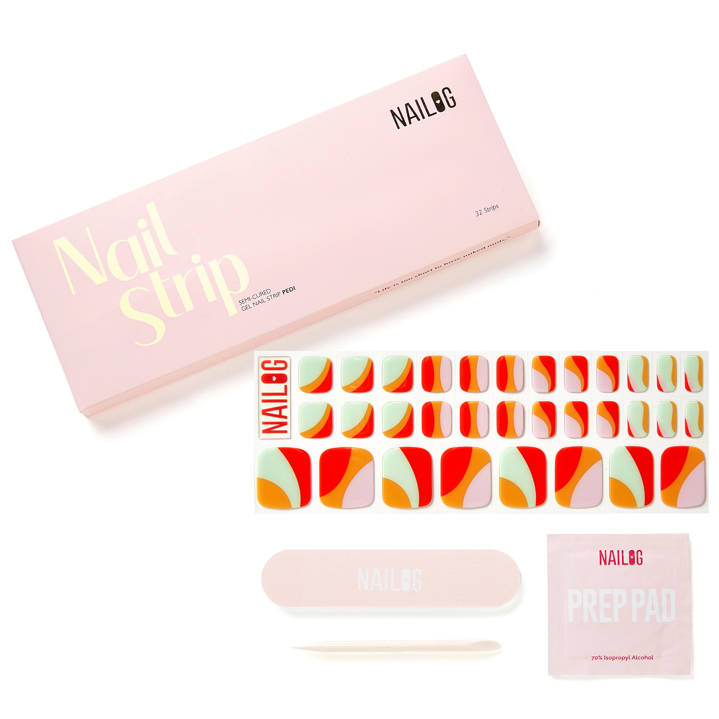 LOLLIPOP | Pedi Strip 32PC - NAILOG semi cured nail strip