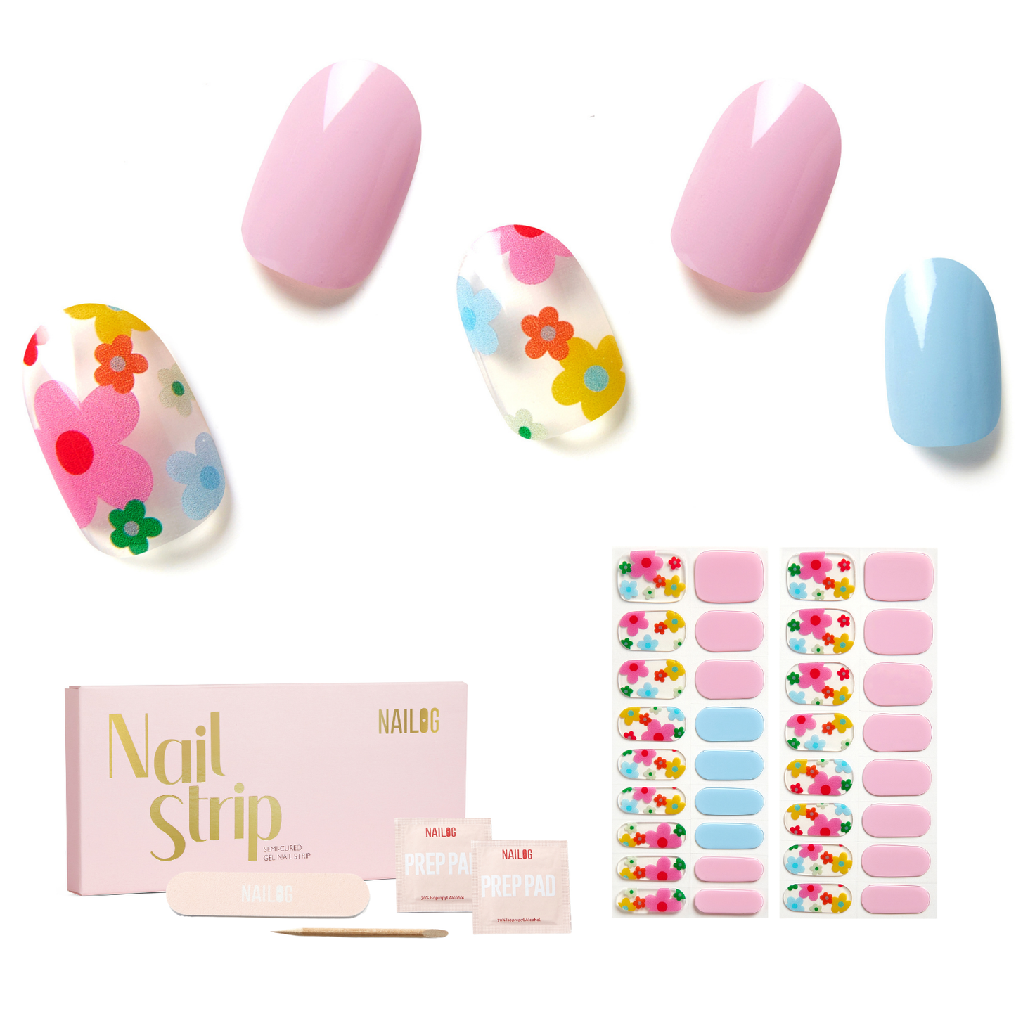 PETAL DANCE | Mani Strip 34PC - NAILOG semi cured nail strip