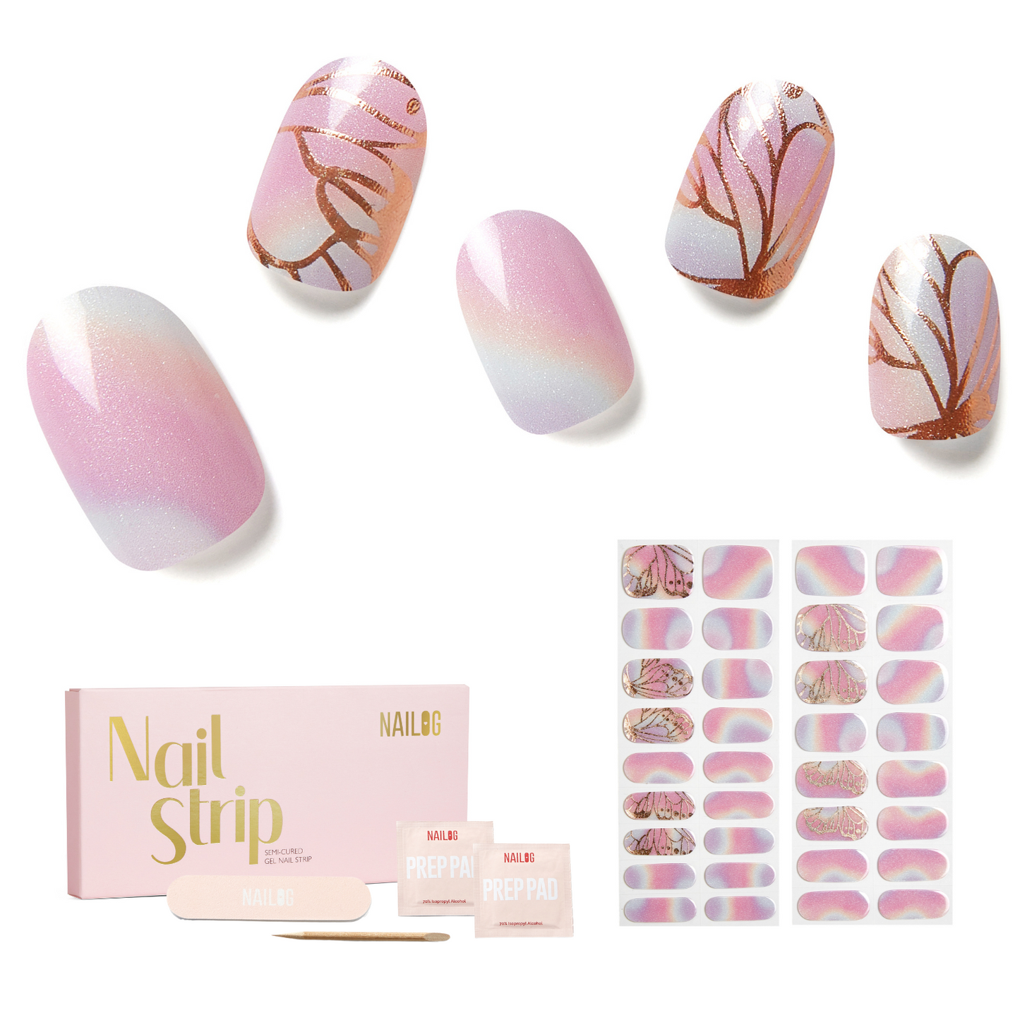FLYING WINGS | Mani Strip 34PC - NAILOG semi cured nail strip