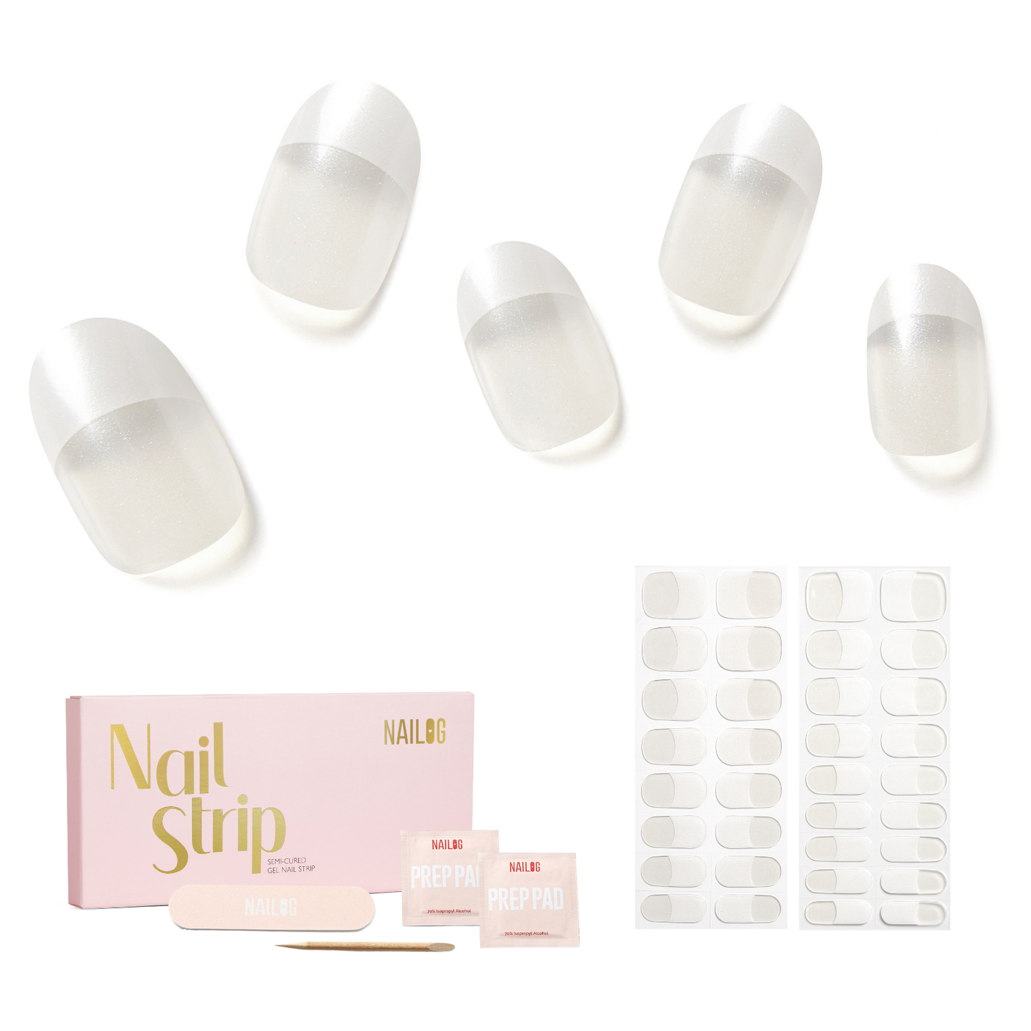 MOONLIT TIPS | Mani Strip 34PC - NAILOG semi cured nail strip