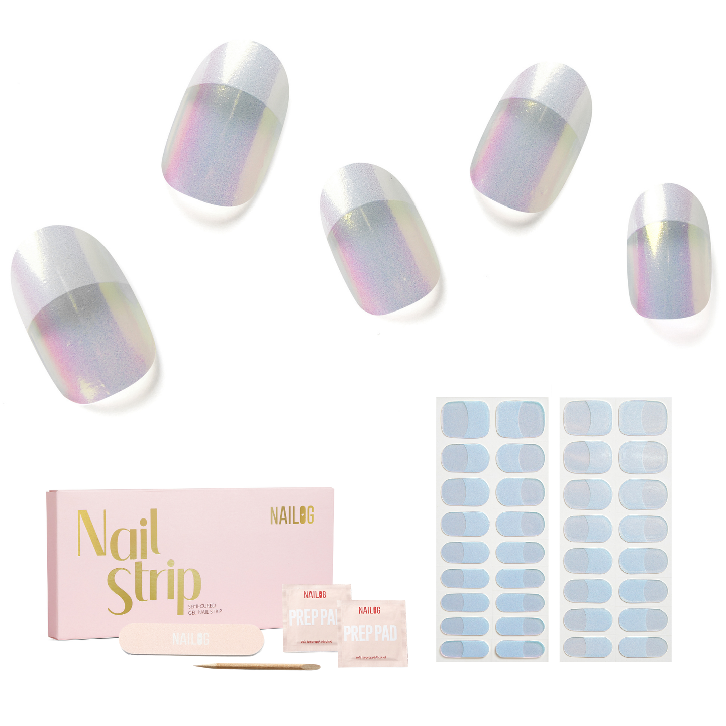 MAGIC AURA| Mani Strip 34PC - NAILOG semi cured nail strip