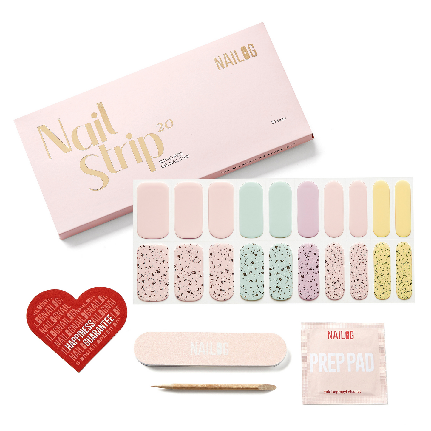 PASTEL QUAIL EGGSHELL - NAILOG semi cured nail strip