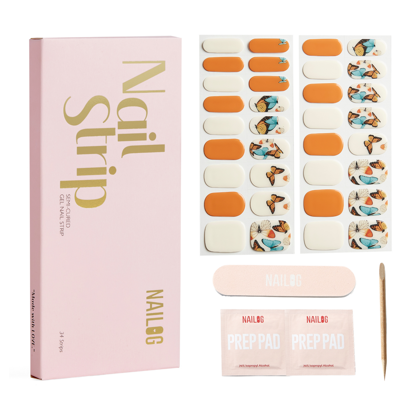 BUTTERFLIES | Mani 34 - NAILOG semi cured nail strip