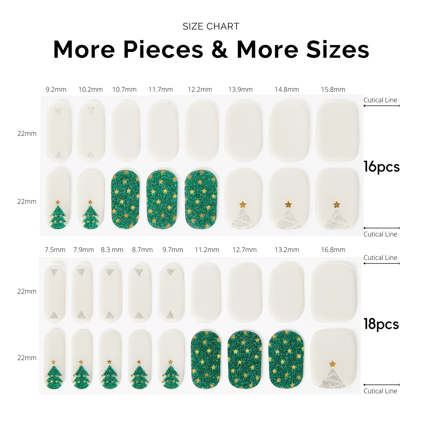TWINKLING TREES | Mani Strip 34PC