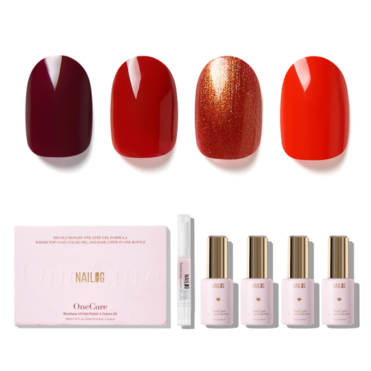 RED UTOPIA | OneCure Gel Polish 4PC Kit - NAILOG semi cured nail strip