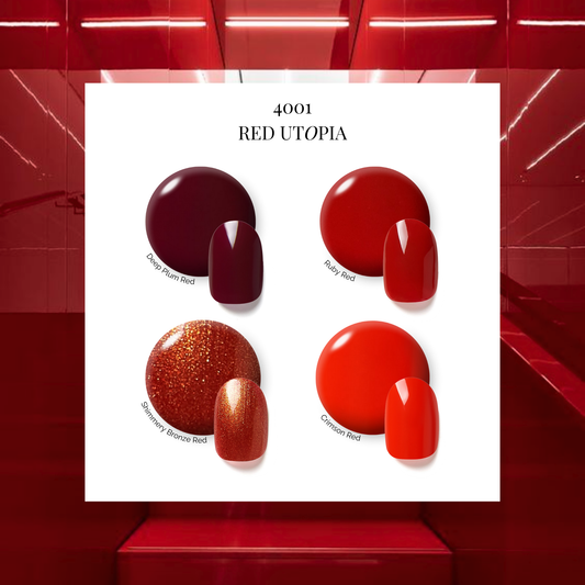 RED UTOPIA | OneCure Gel Polish 4PC Kit - NAILOG semi cured nail strip