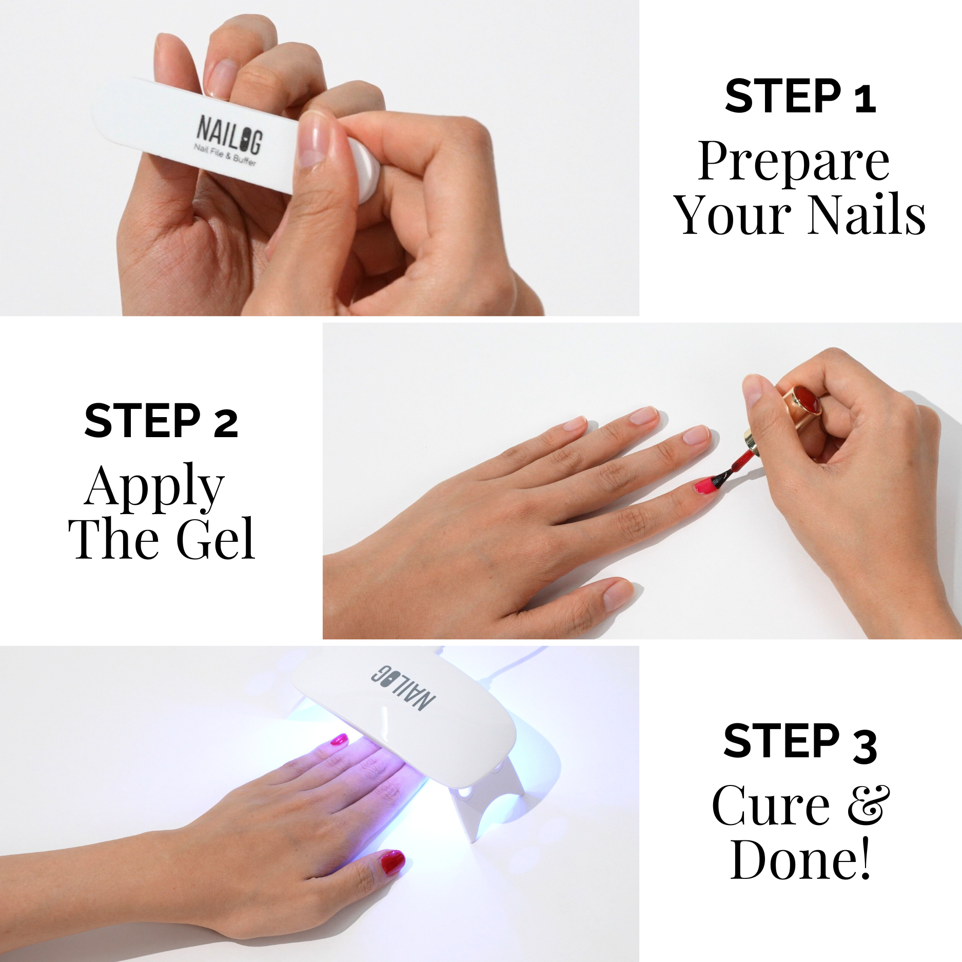 PINKCESS | OneCure Gel Polish 4PC Kit - NAILOG semi cured nail strip