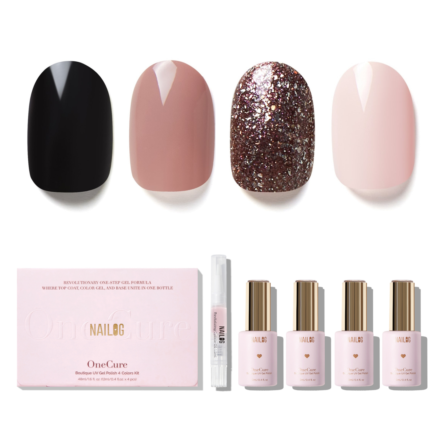 ENIGMA OF DUSK | OneCure Gel Polish 4PC Kit - NAILOG semi cured nail strip