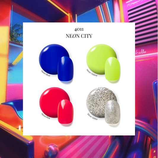 NEON CITY | OneCure Gel Polish 4PC Kit - NAILOG semi cured nail strip