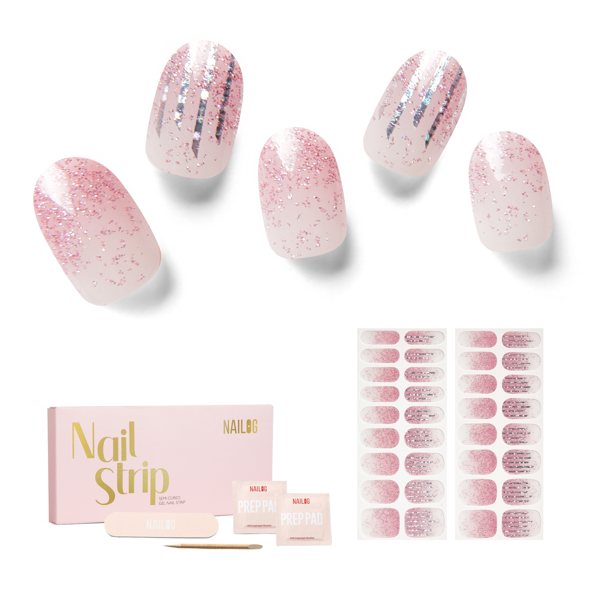 Pink Lane | Mani 34 - NAILOG semi cured nail strip