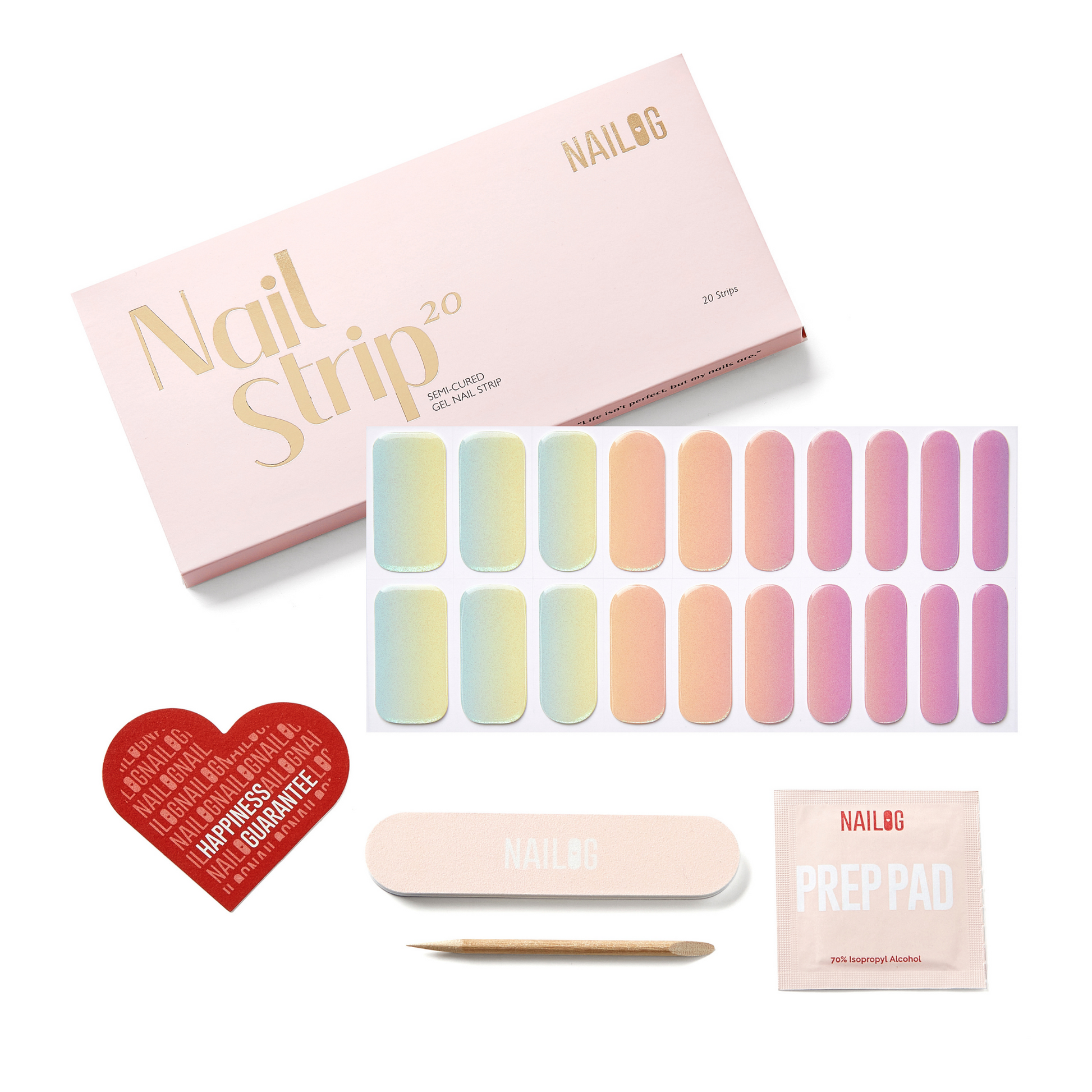 DAZZLING RAINBOW - NAILOG semi cured nail strip