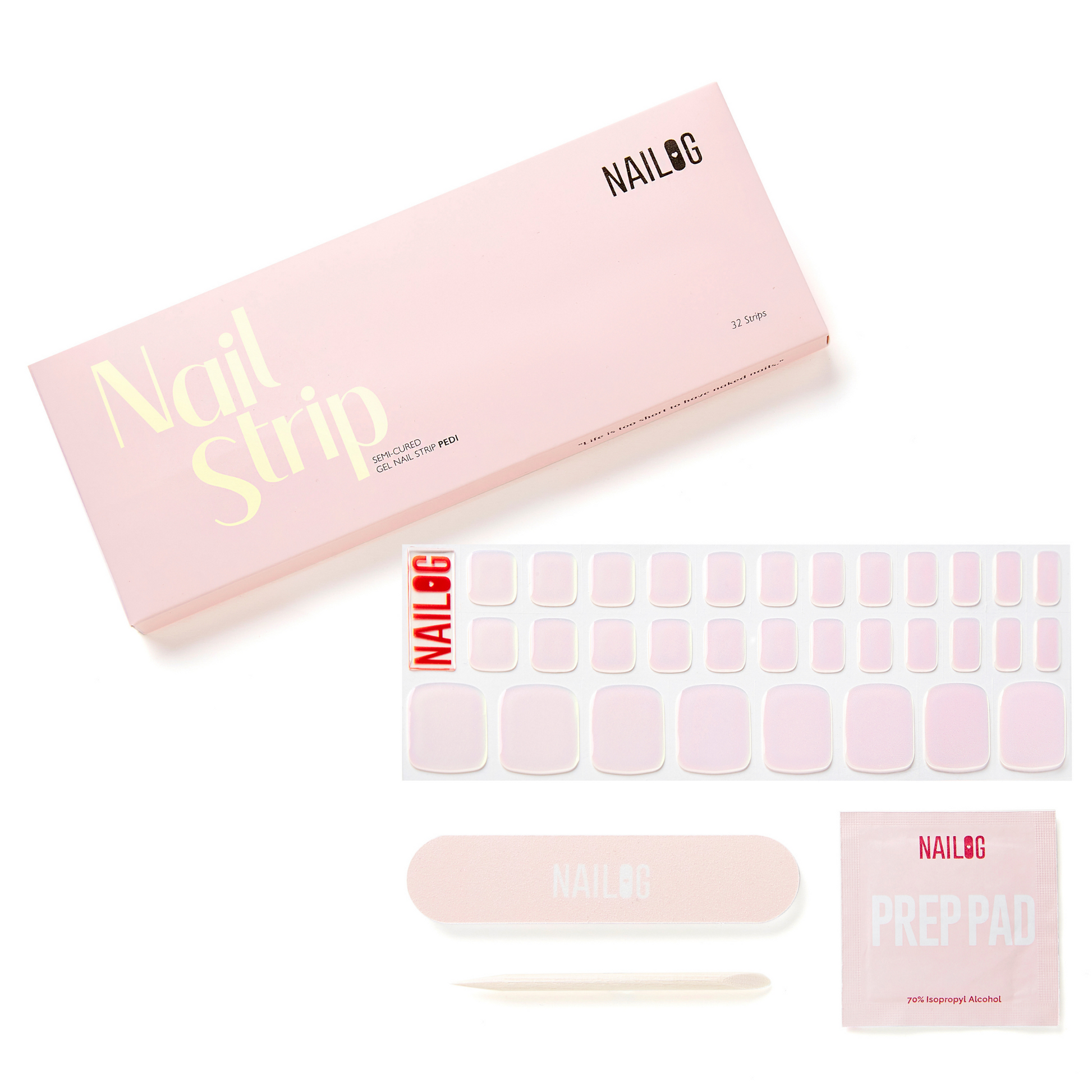 PINK MOONLIGHT | Pedi Strip - NAILOG semi cured nail strip