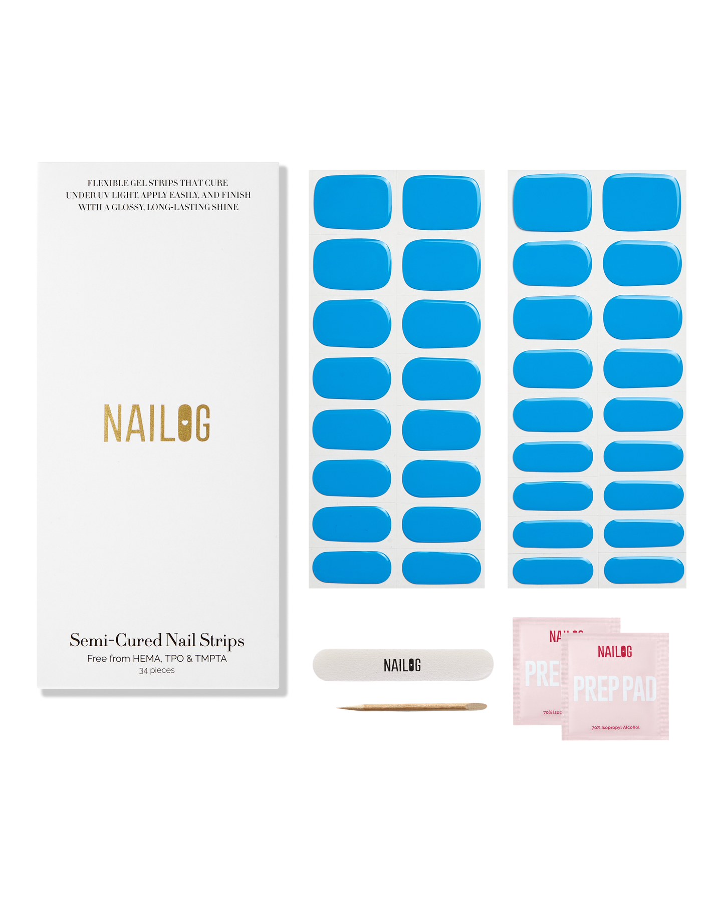 BUTTERFLY BLUE | Semi Cured Nail Strips 34PC