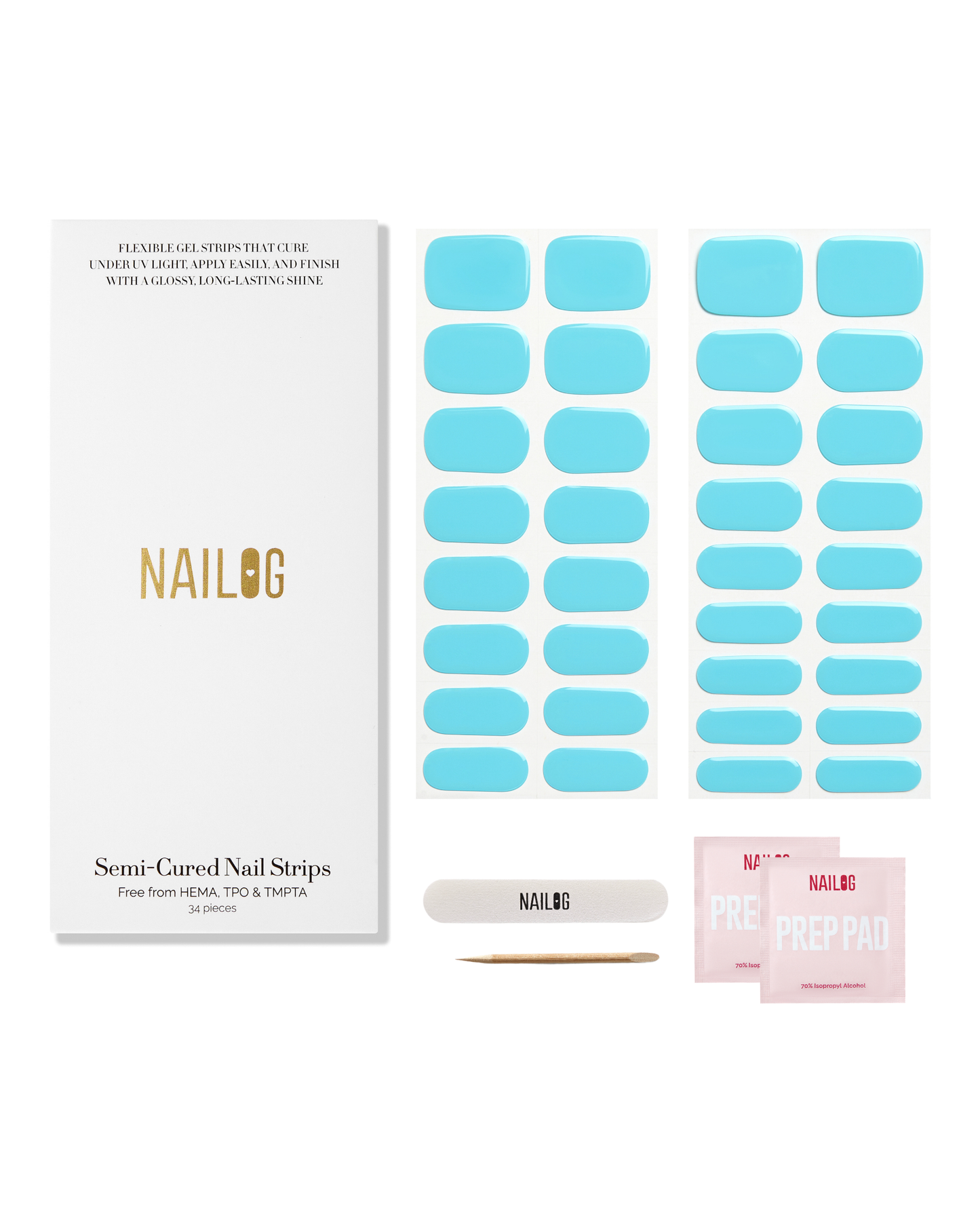 AQUA | Semi Cured Nail Strips 34PC