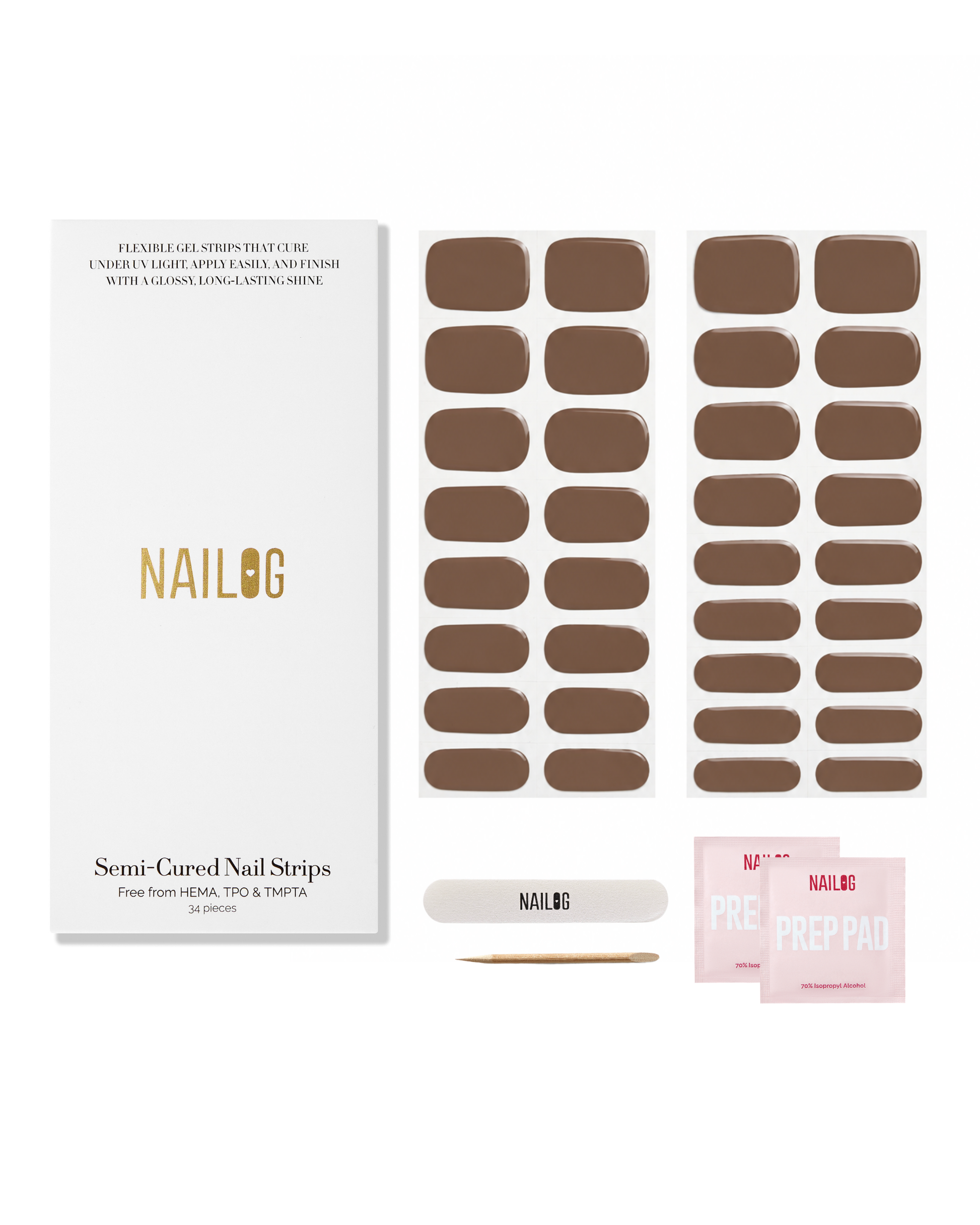 CORTADO TAN | Semi Cured Nail Strips 34PC - NAILOG semi cured nail strip