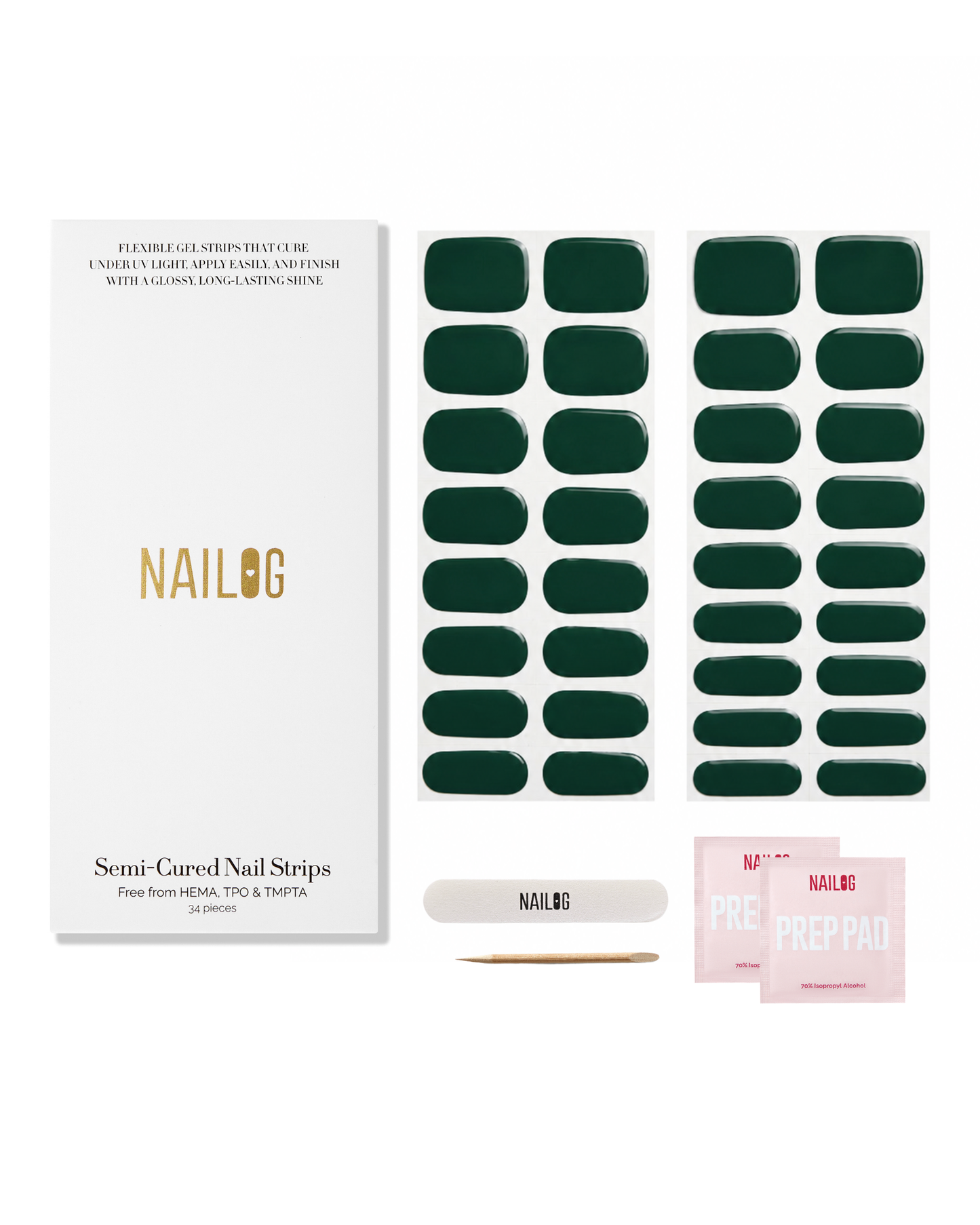 MOSS | Semi Cured Nail Strips 34PC - NAILOG semi cured nail strip