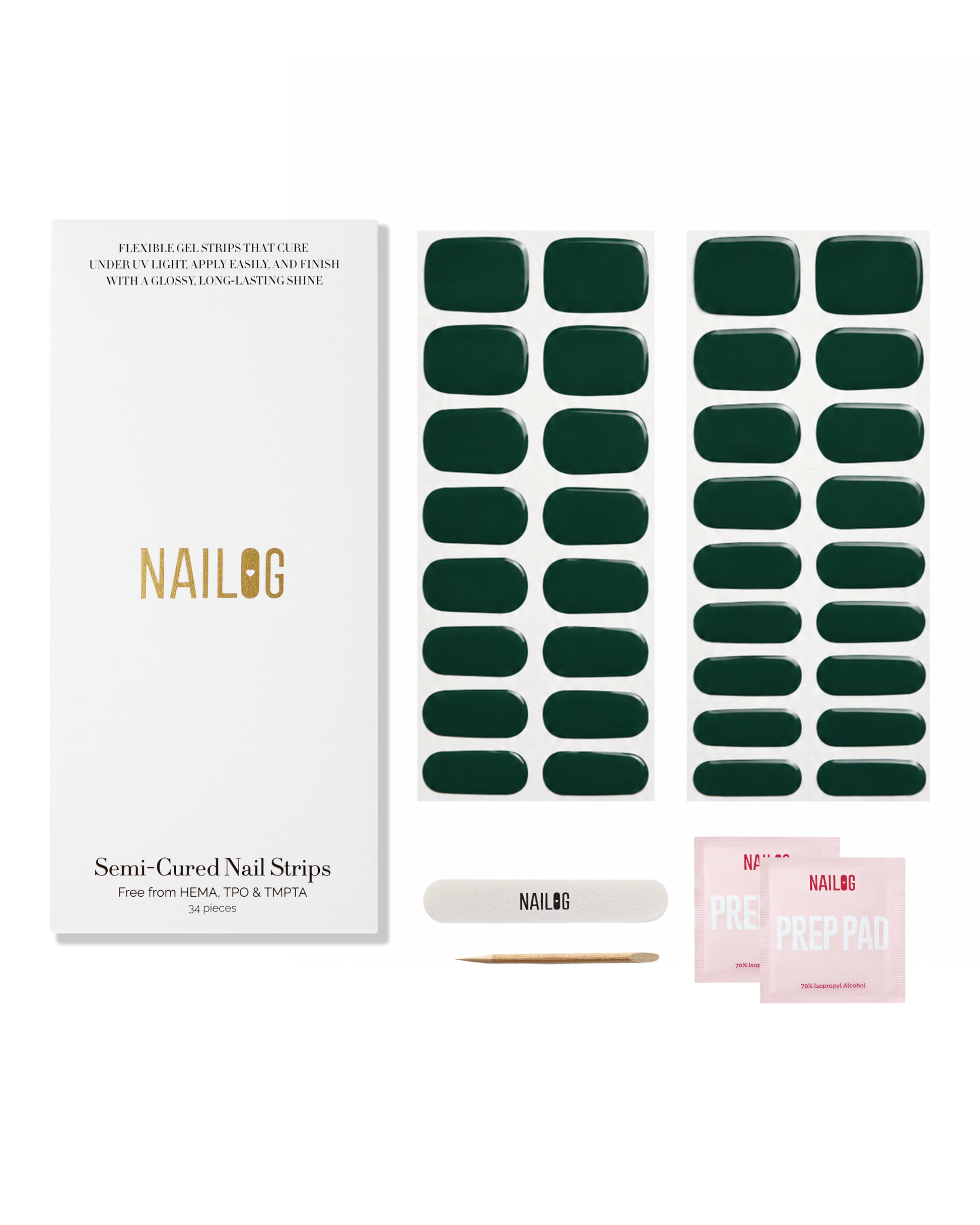 MOSS | Semi Cured Nail Strips 34PC - NAILOG semi cured nail strip