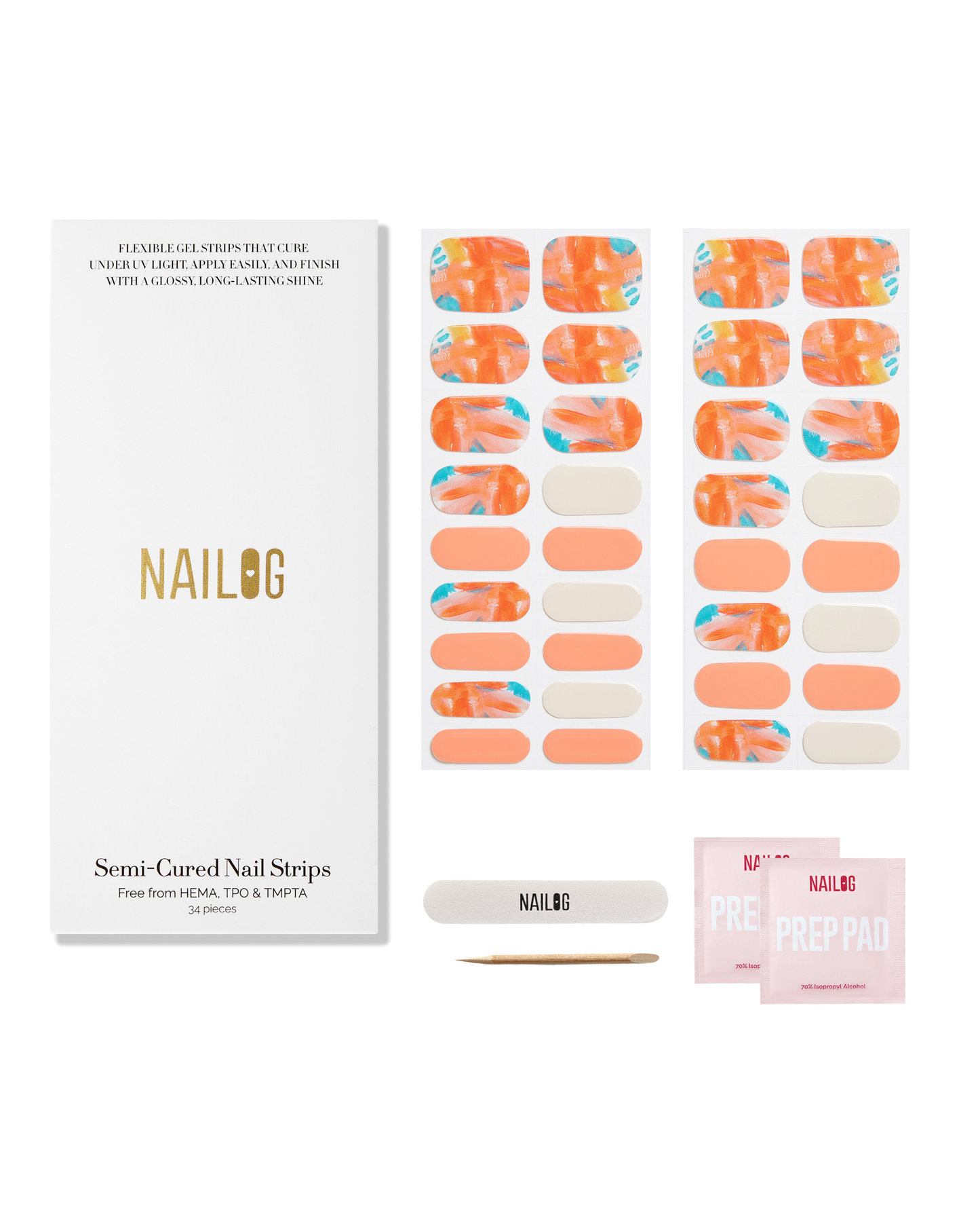 MASTERPIECE | Semi Cured Nail Strips 34PC - NAILOG semi cured nail strip