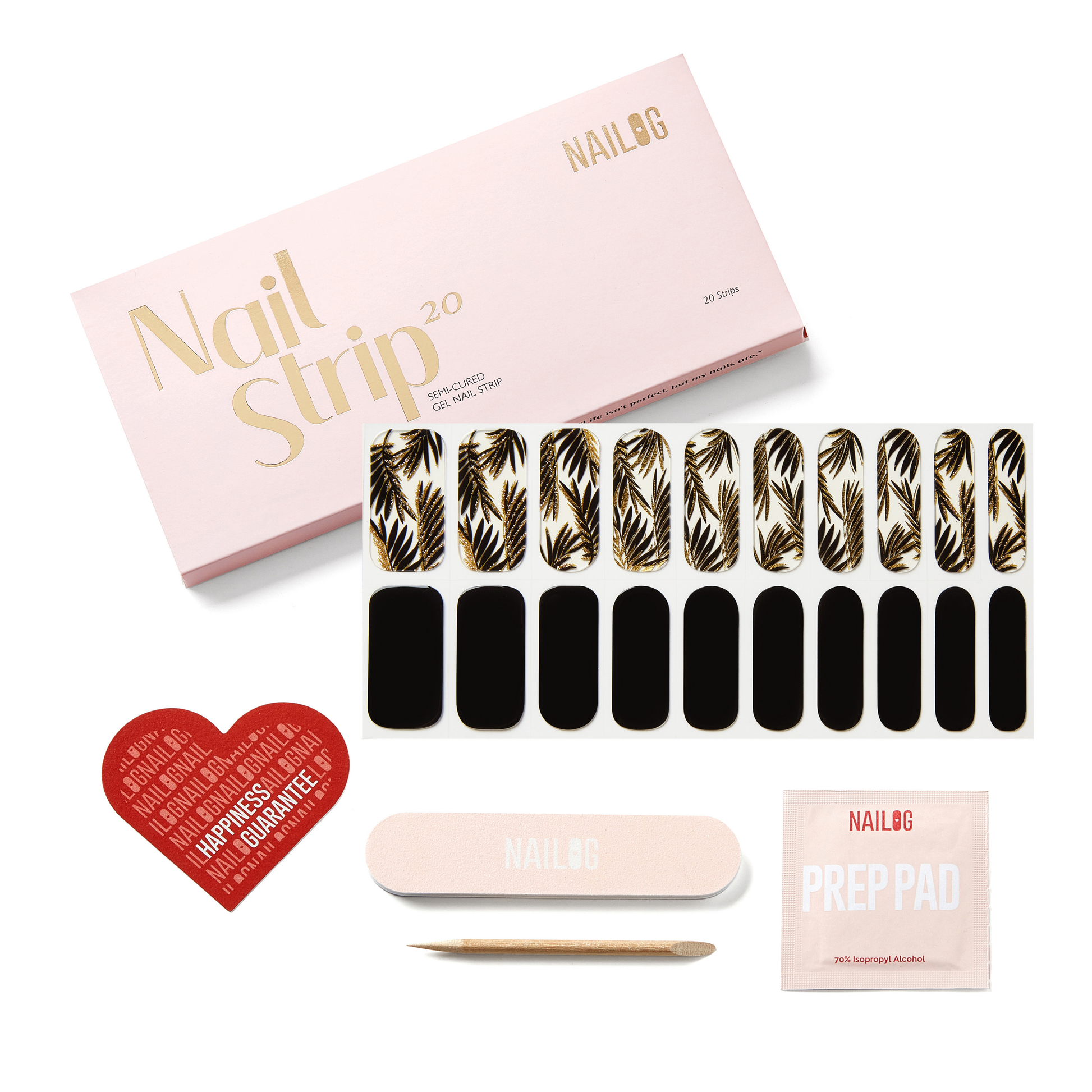 GOLDEN LEAVES | Mani Strip 20PC - NAILOG semi cured nail strip