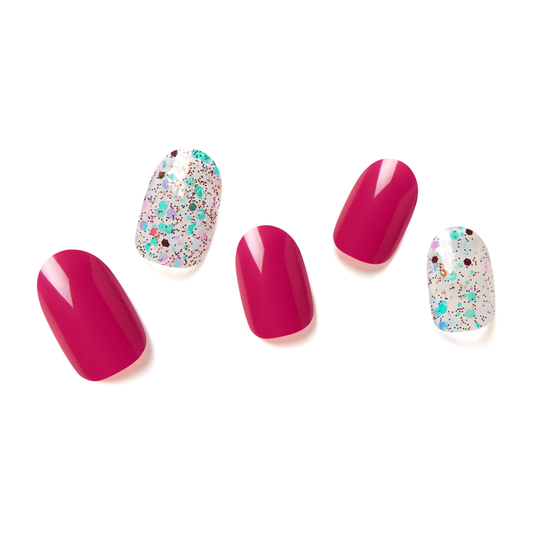 RUBY NEBULA | Mani Strip 20PC - NAILOG semi cured nail strip
