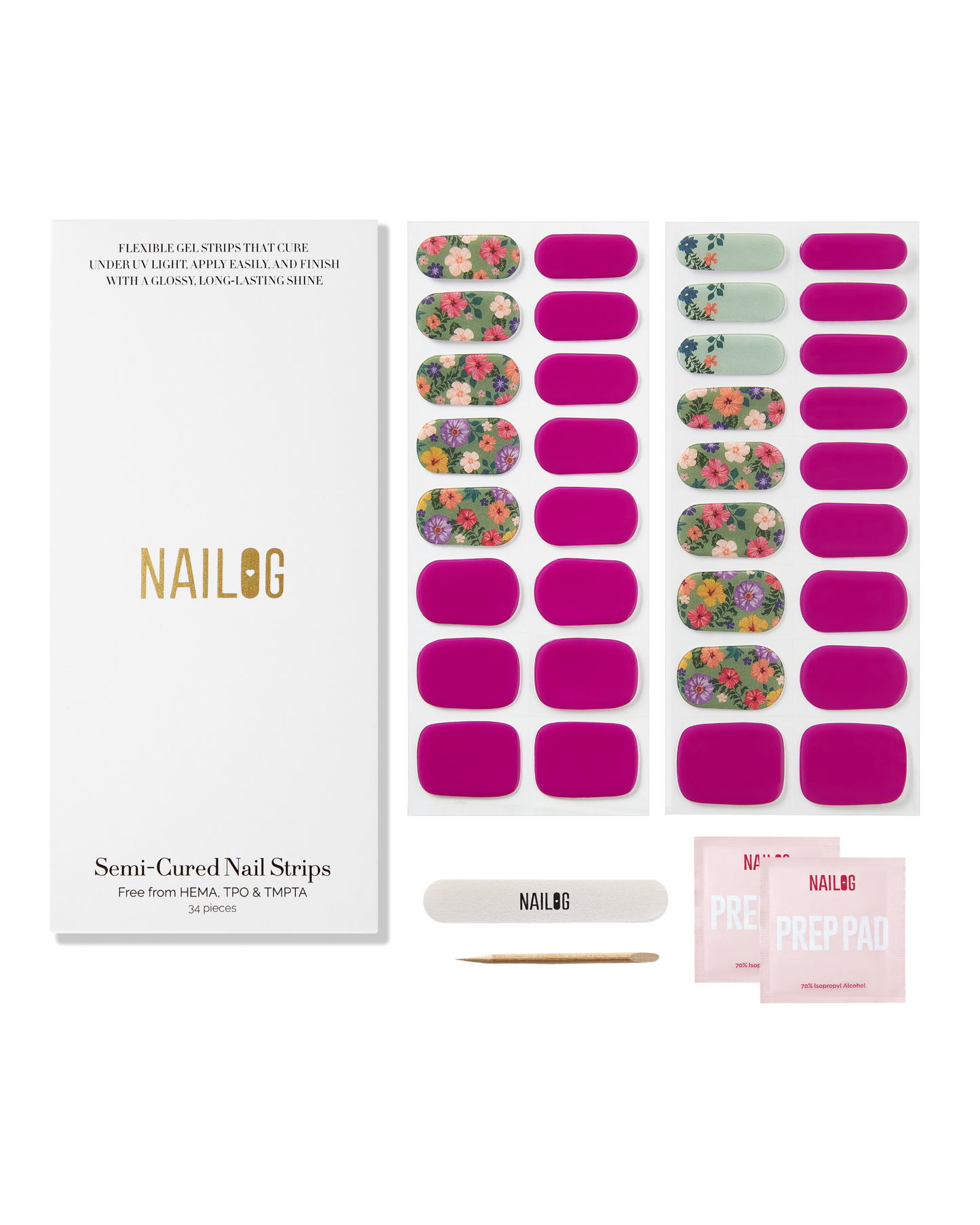 RETRO JUNGLE | Semi Cured Nail Strips 34PC