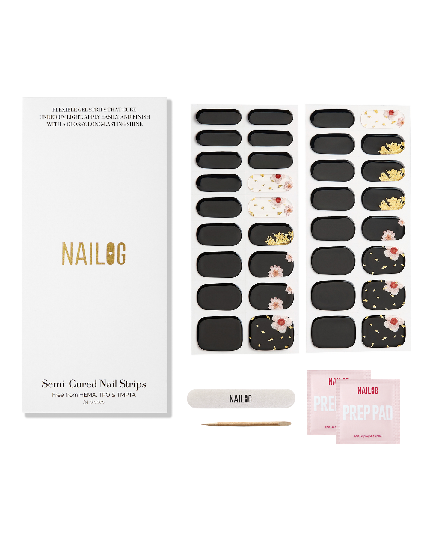 GEISHA | Semi Cured Nail Strips 34PC