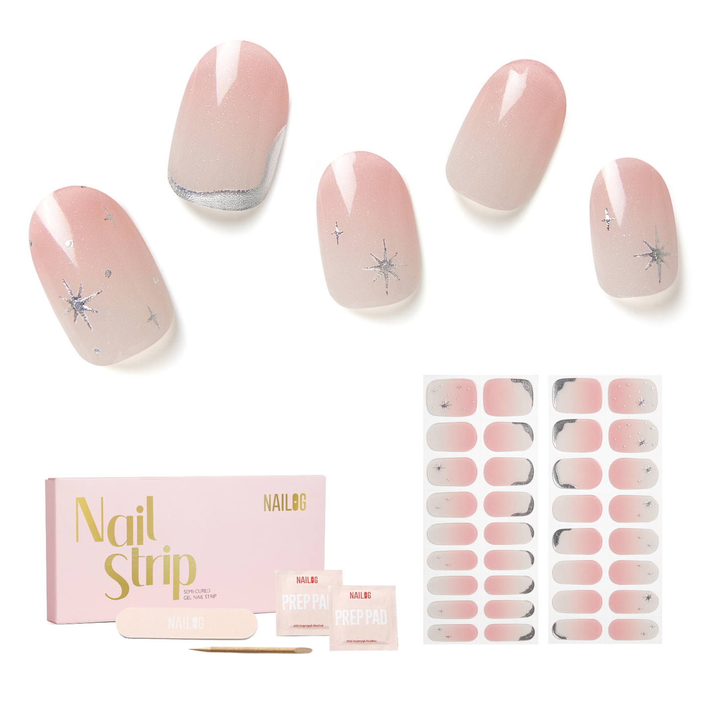 STAR RIVER | Mani Strip 34PC - NAILOG semi cured nail strip