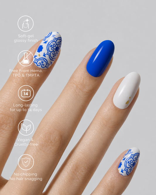 CERULEAN PORCELAIN | Semi Cured Nail Strips 34PC
