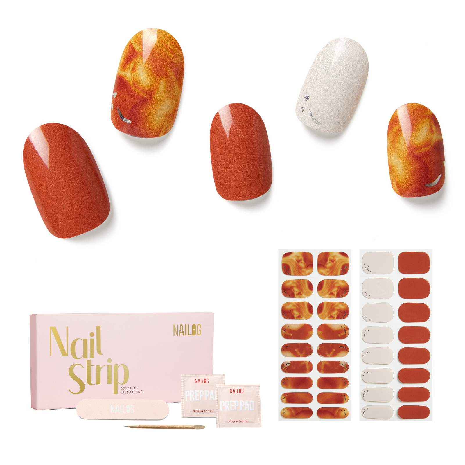 MILK TEA | Mani Strip 34PC - NAILOG semi cured nail strip