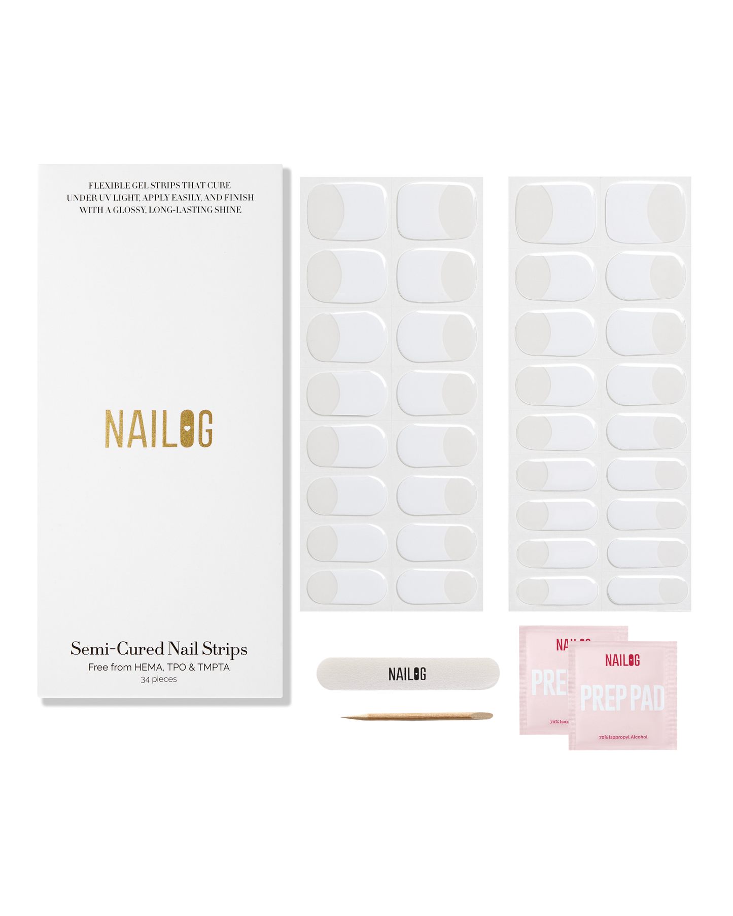 PORCELAIN FRENCH | Semi Cured Nail Strips 34PC