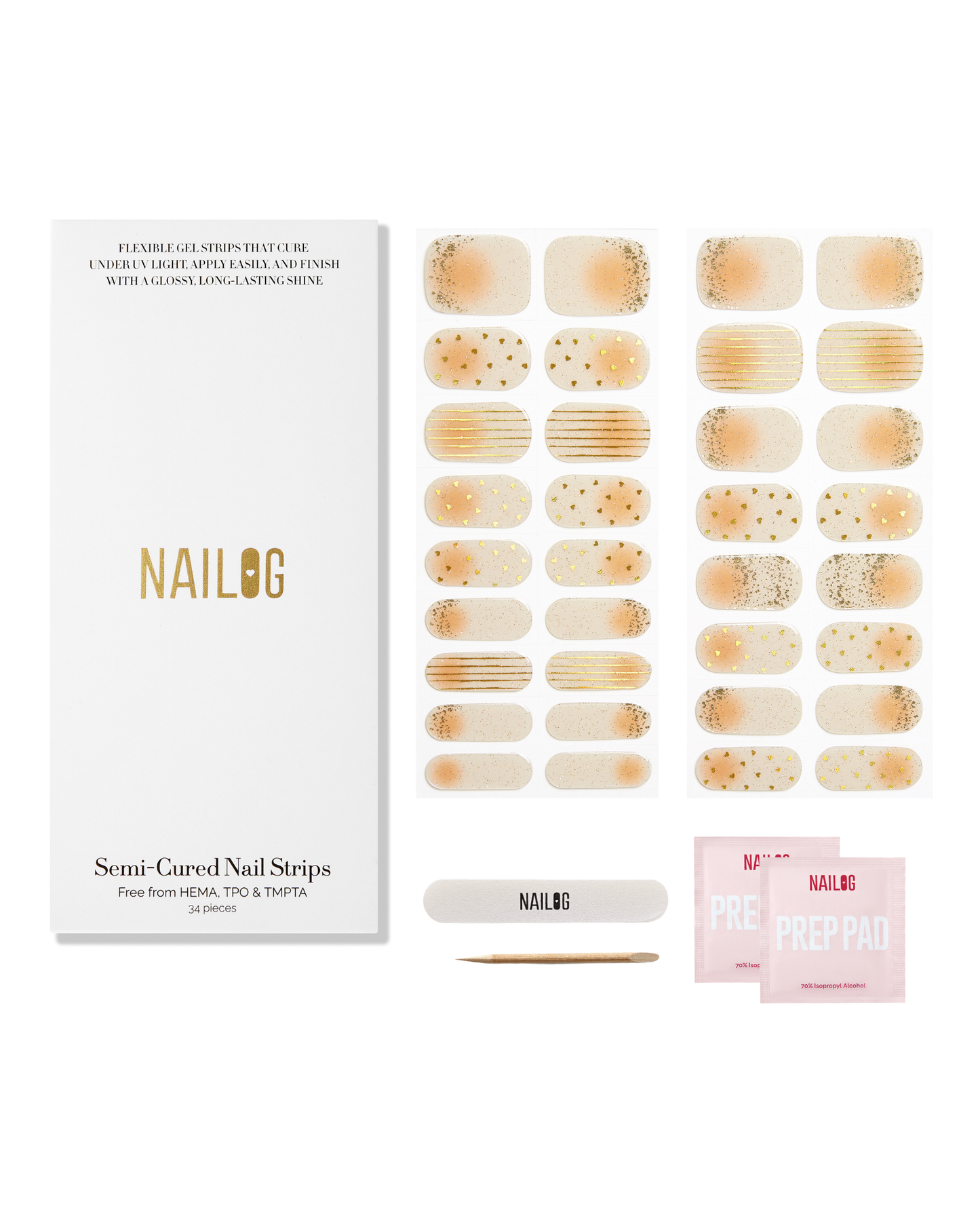 CHAMPAGNE BLUSH | Semi Cured Nail Strips 34PC