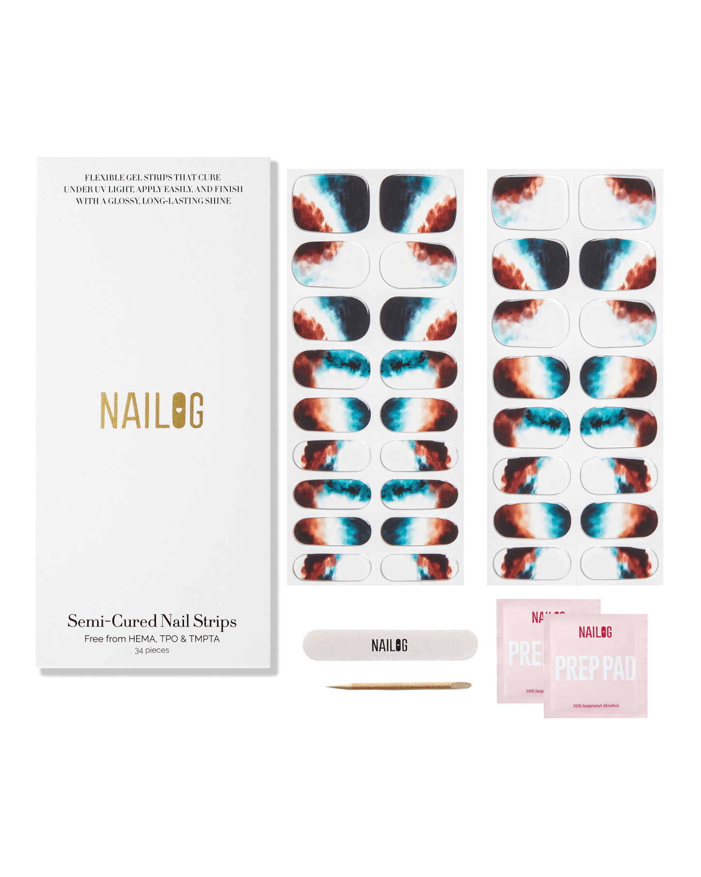 INK MIRAGE | Semi Cured Nail Strips 34PC - NAILOG semi cured nail strip