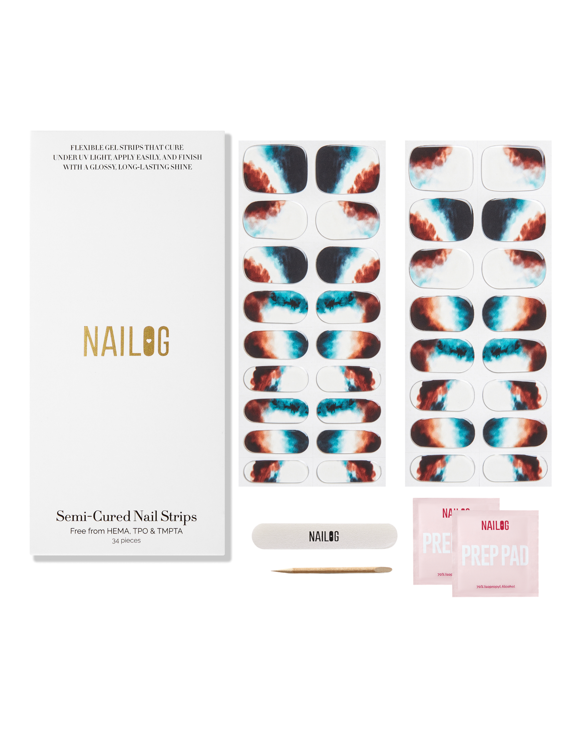 INK MIRAGE | Semi Cured Nail Strips 34PC - NAILOG semi cured nail strip
