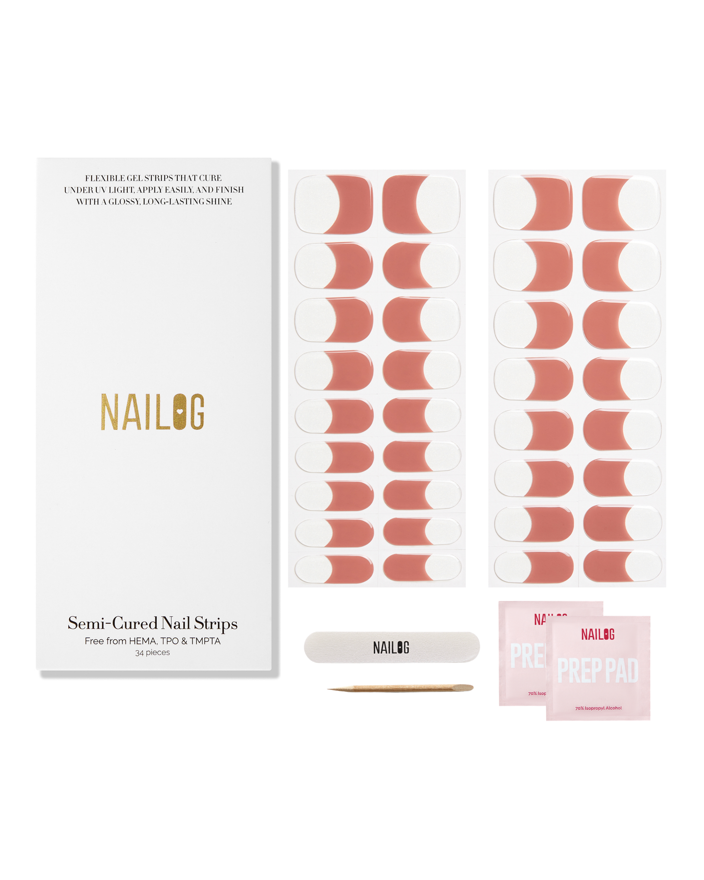 BALLET ROSE FRENCH | Semi Cured Nail Strips 34PC