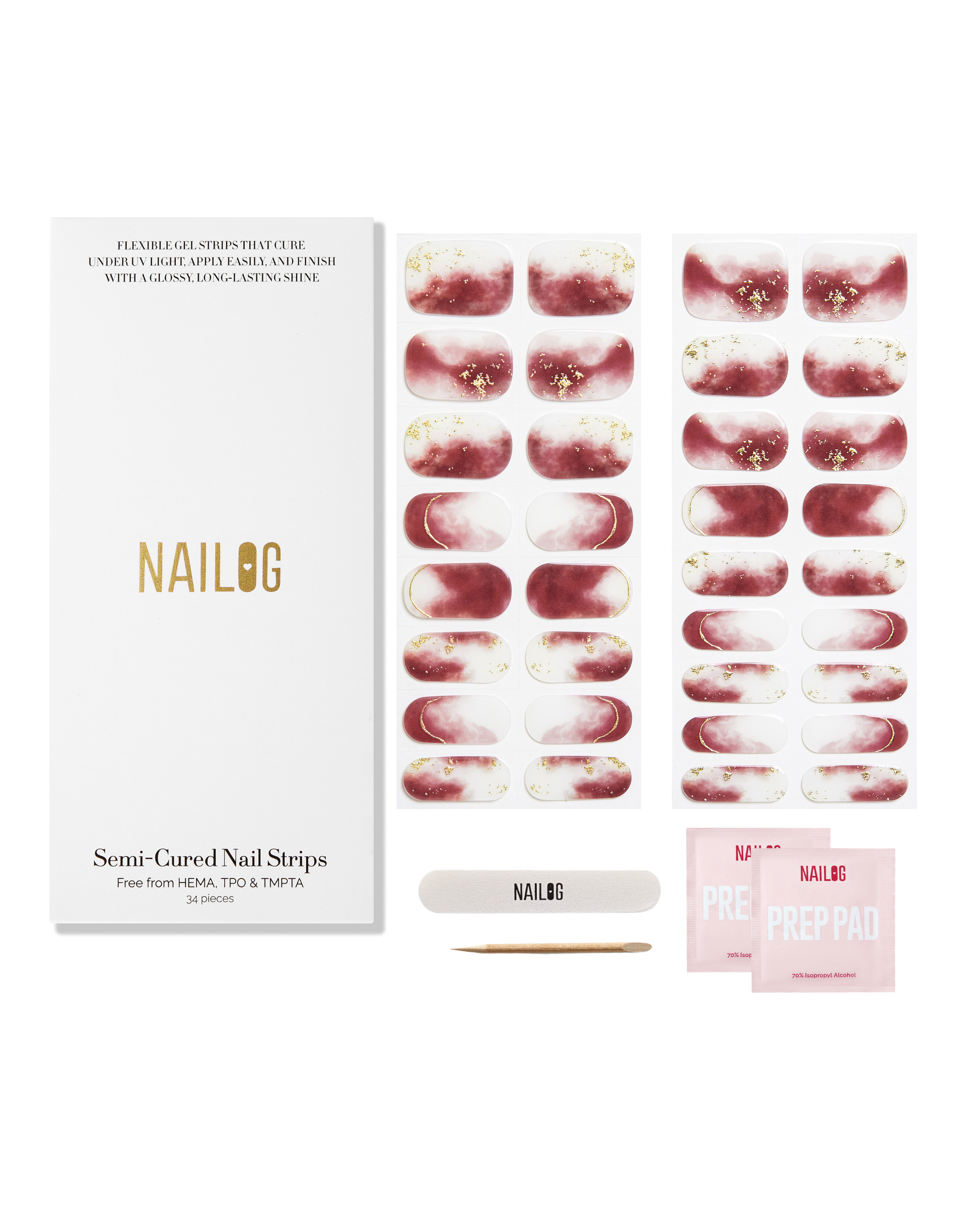 CASSIS HOUR | Semi Cured Nail Strips 34PC - NAILOG semi cured nail strip