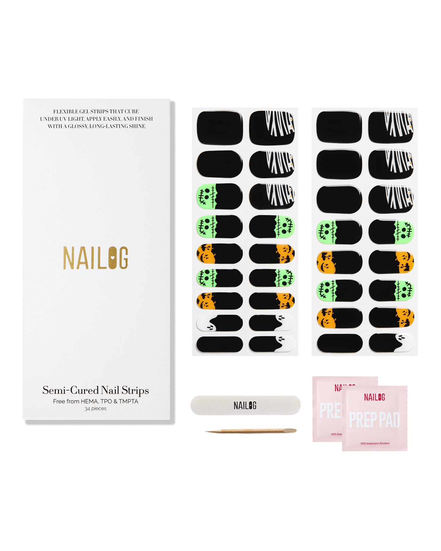LITTLE MONSTERS | Halloween Semi Cured Nail Strips 34PC