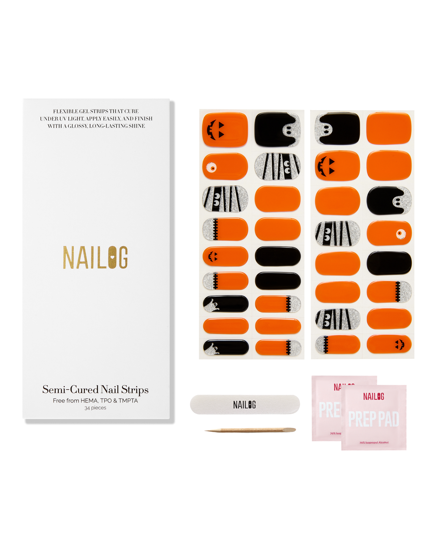 TRICK OR TREAT | Halloween Semi Cured Nail Strips 34PC