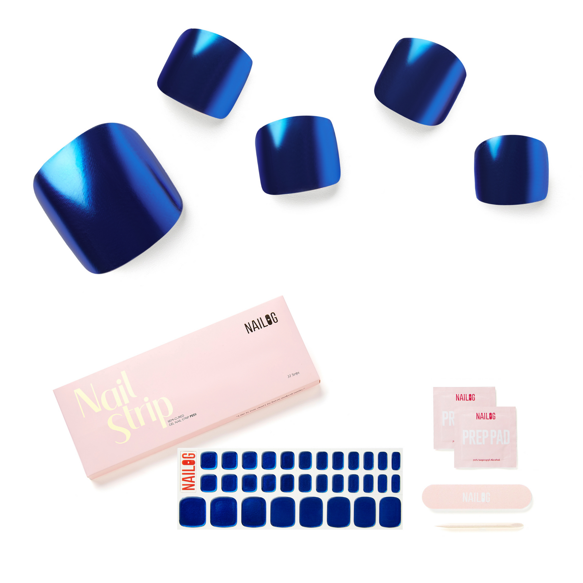 SAPPHIRE BLUE | Pedi Strip - NAILOG semi cured nail strip