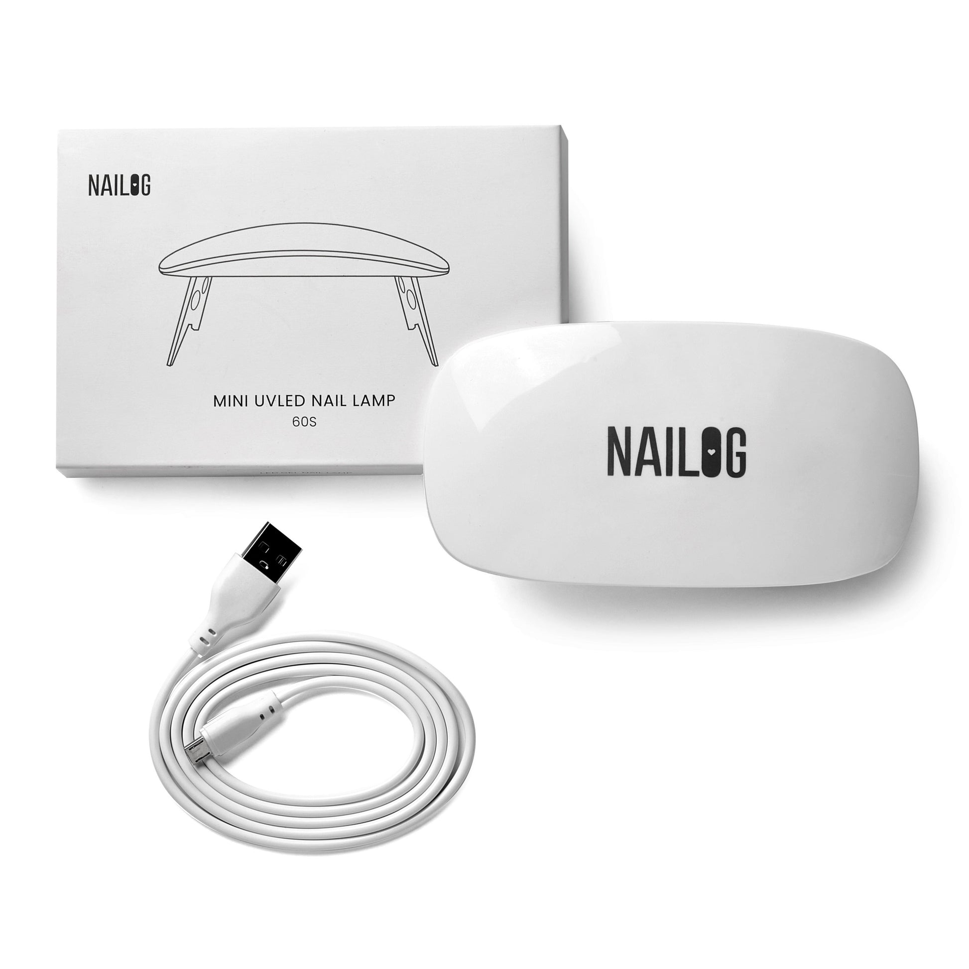 Nailog UV LED Nail Lamp, Mini 6W Light with USB Cable, Portable White