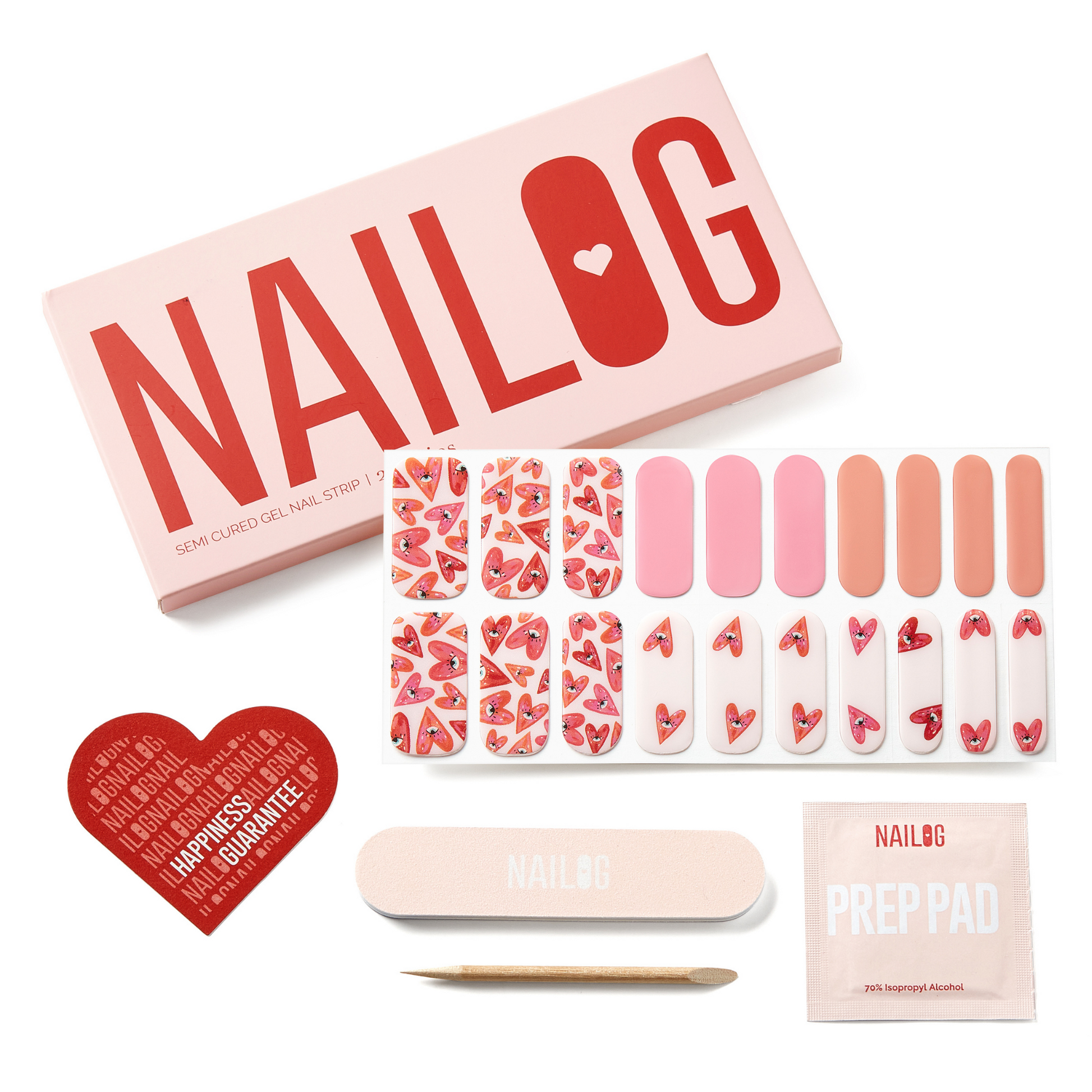 PINK GAZE - NAILOG semi cured nail strip