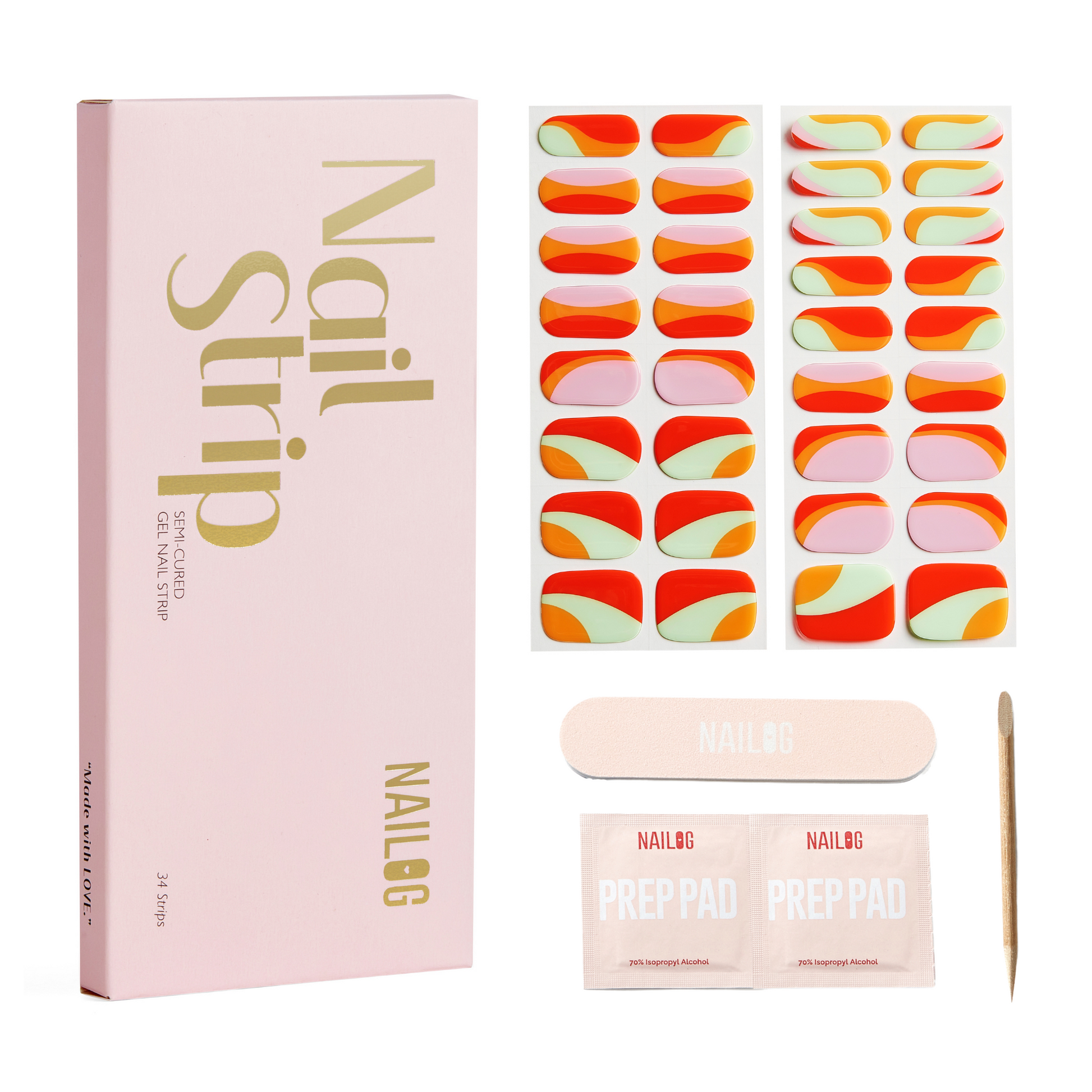 LOLLIPOP | Mani 34 - NAILOG semi cured nail strip