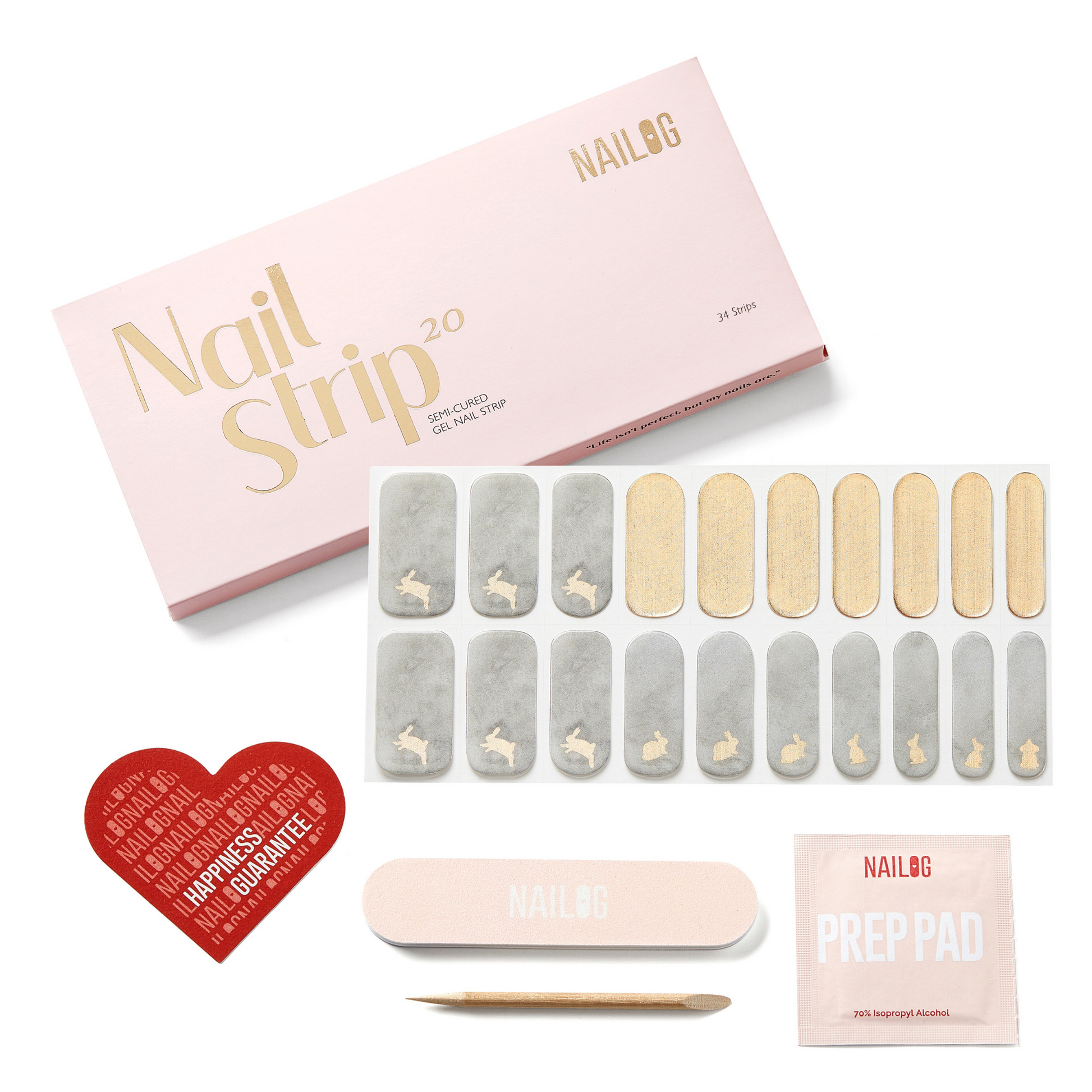 GOLDEN RABBIT | Easter Special - NAILOG semi cured nail strip